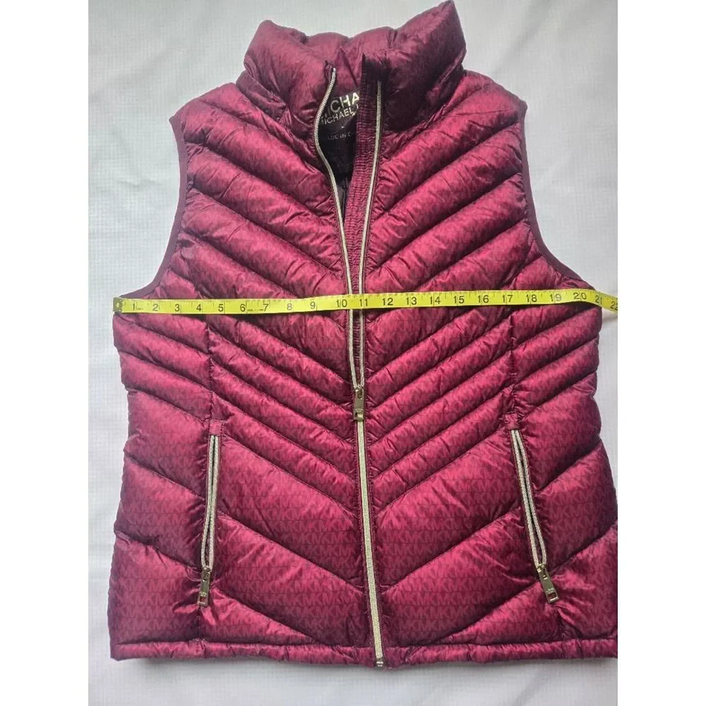 Michael Kors MK Logo Puffer Vest Jacket Dark Brandy Size L